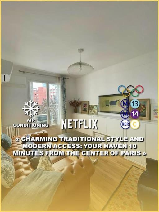 Air Conditioning - Metro 14 - Charming Traditional Style And Modern Access 10 Mn Away From Center Of Paris กลีชี ภายนอก รูปภาพ